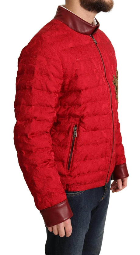 Dolce & Gabbana Red and Gold Bomber Designer Jacket - Hilstor