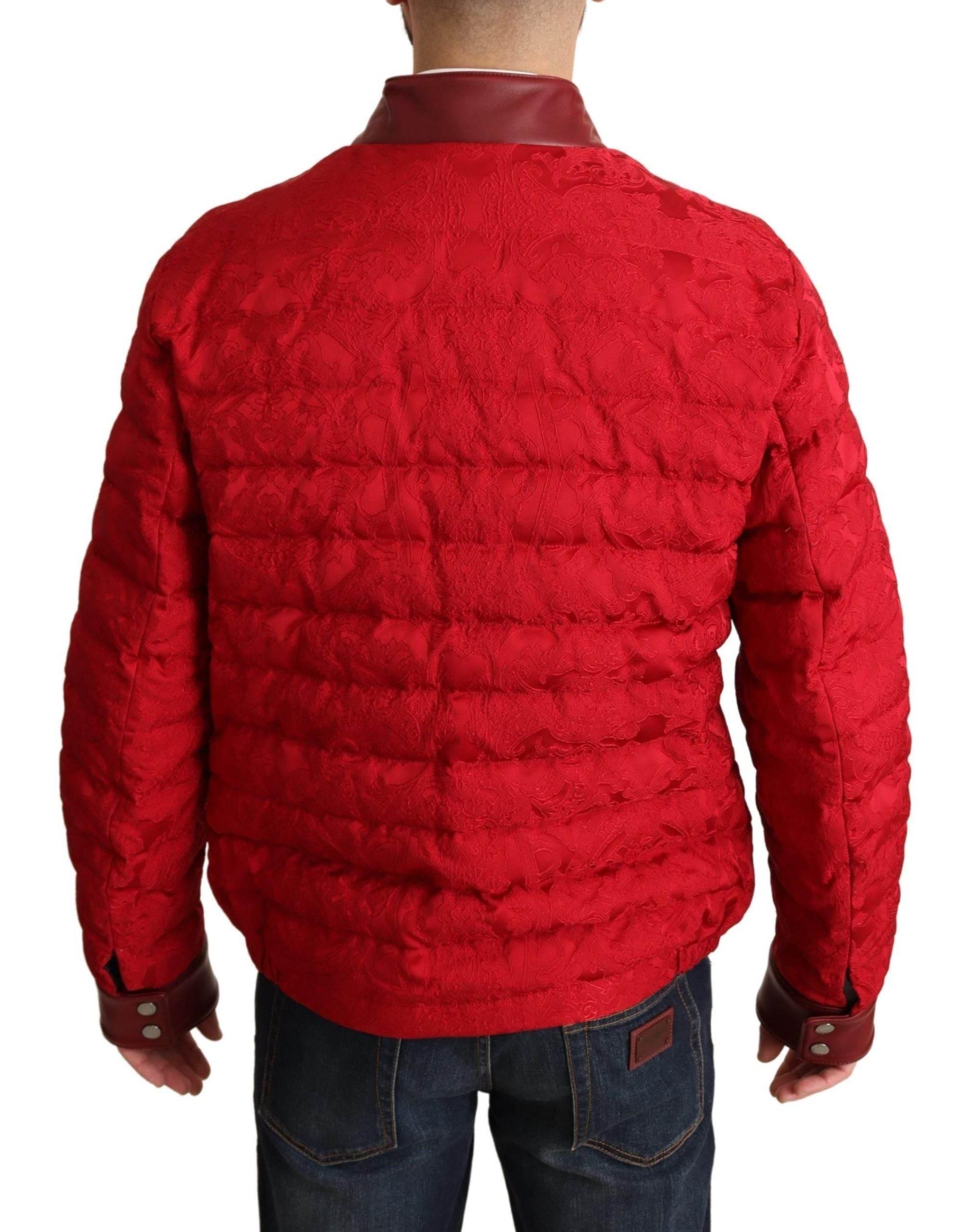 Dolce & Gabbana Red and Gold Bomber Designer Jacket - Hilstor