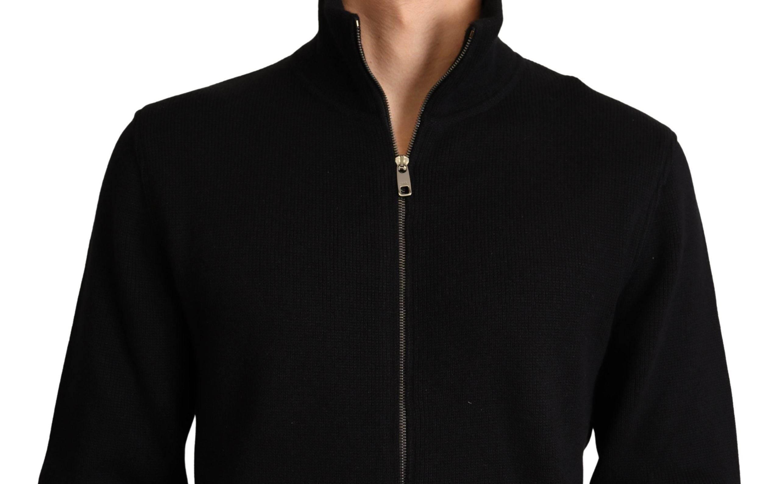 Dolce & Gabbana Black Cashmere Zipper Mens Sweater - Hilstor