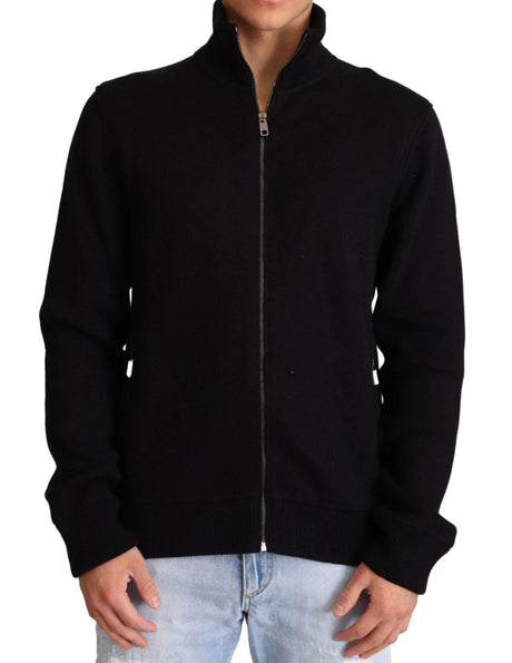 Dolce & Gabbana Black Cashmere Zipper Mens Sweater - Hilstor