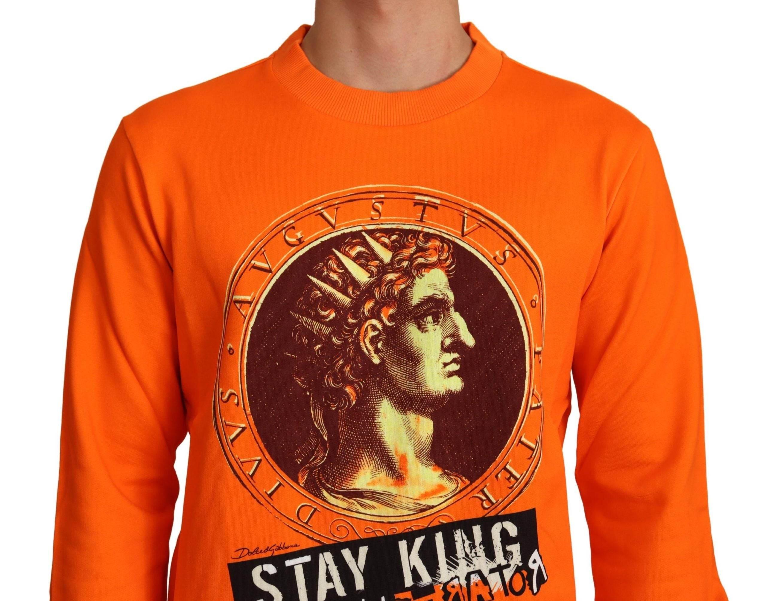 Dolce & Gabbana Regal Crewneck Cotton Sweater in Orange - Hilstor