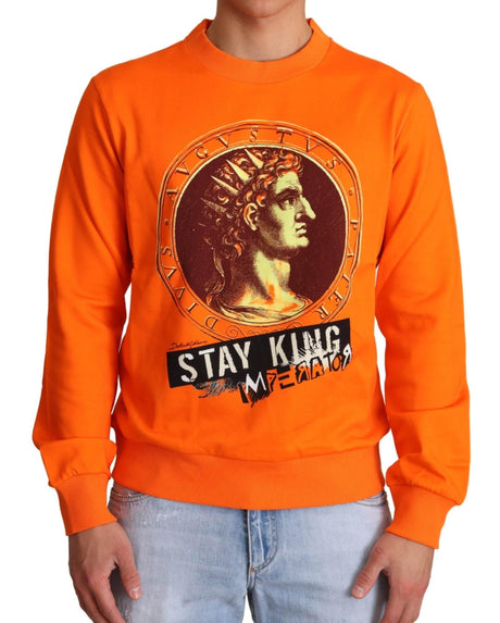 Dolce & Gabbana Regal Crewneck Cotton Sweater in Orange - Hilstor