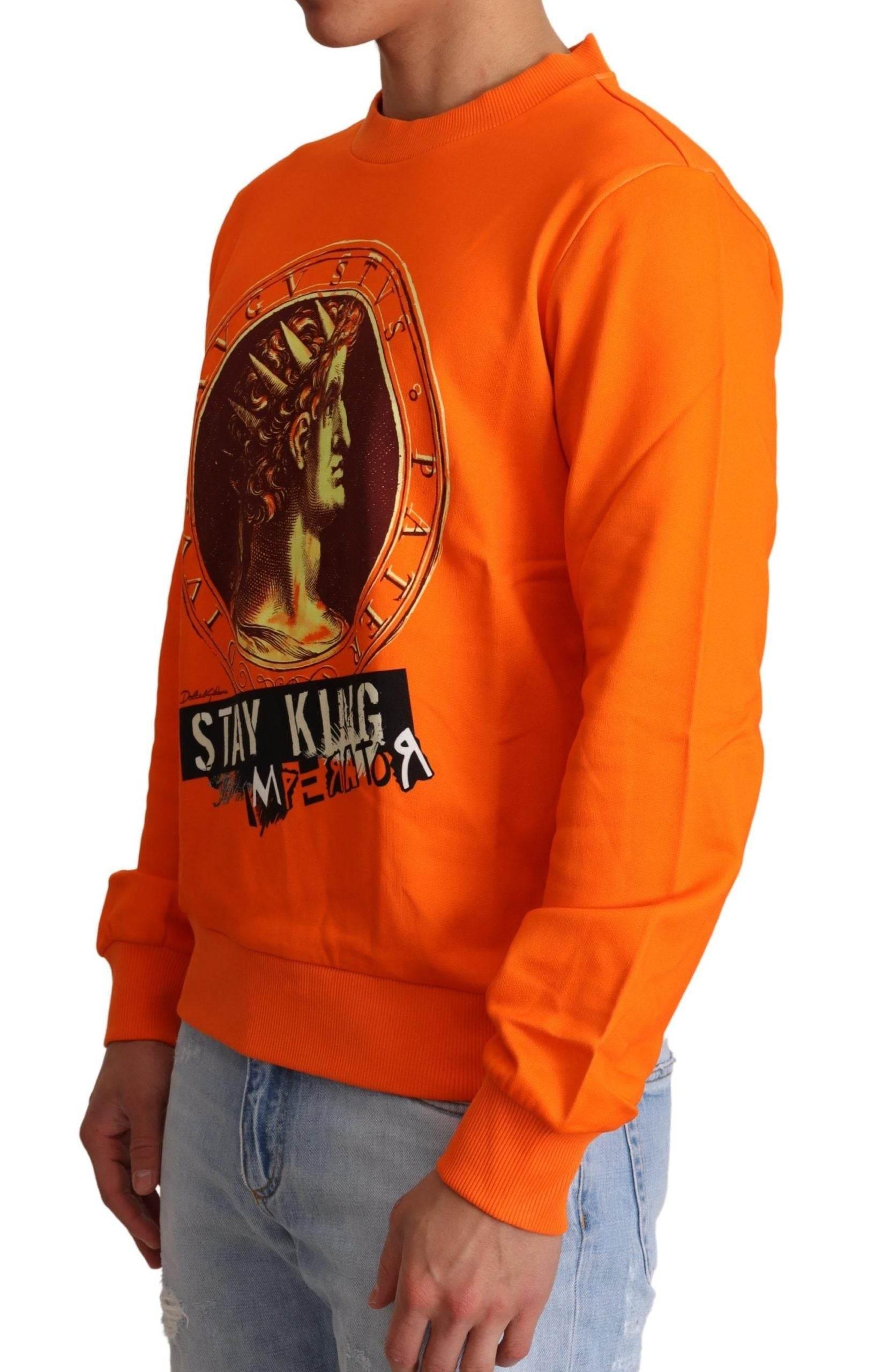 Dolce & Gabbana Regal Crewneck Cotton Sweater in Orange - Hilstor