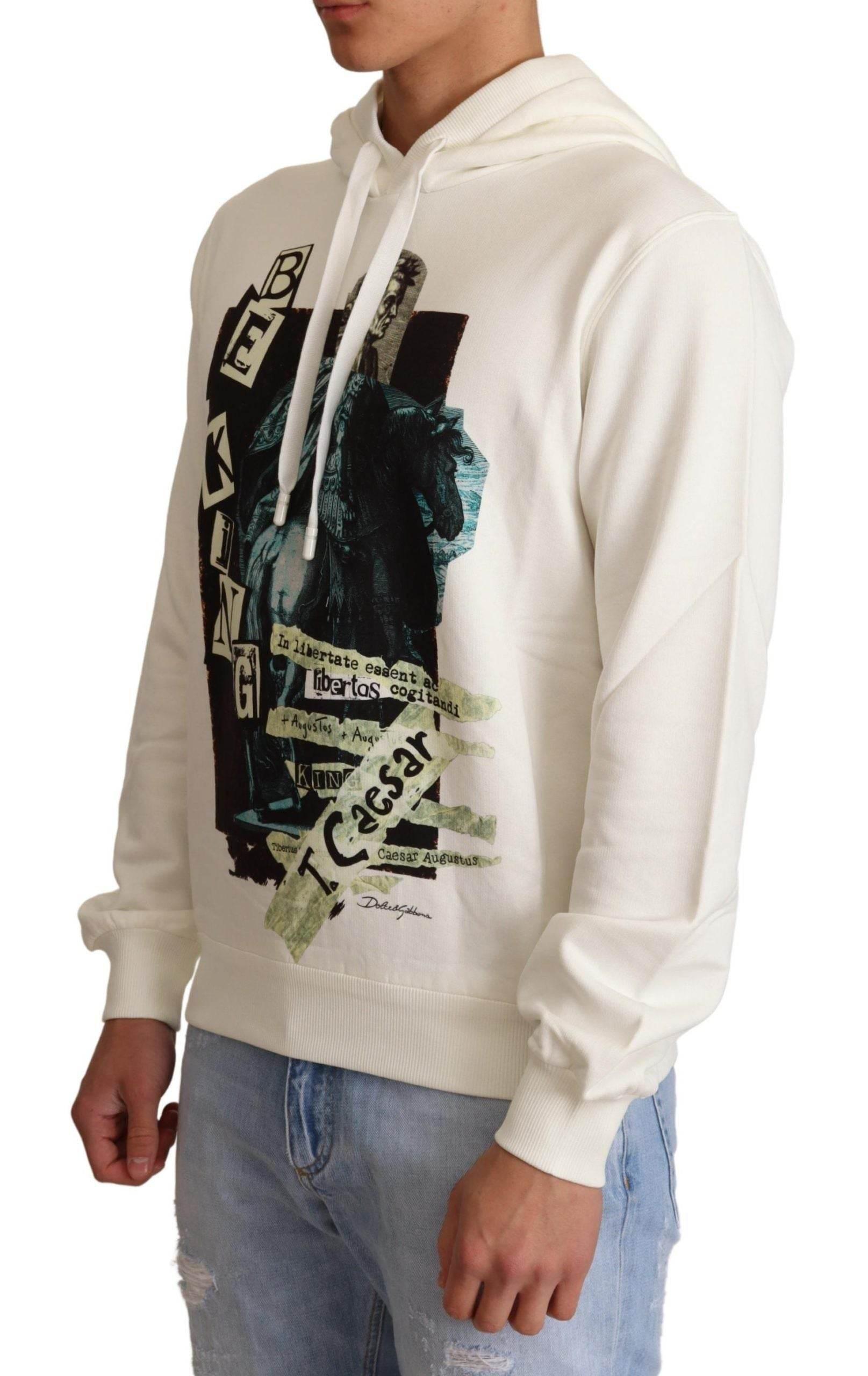 Dolce & Gabbana White King Ceasar Cotton Hooded Sweater - Hilstor