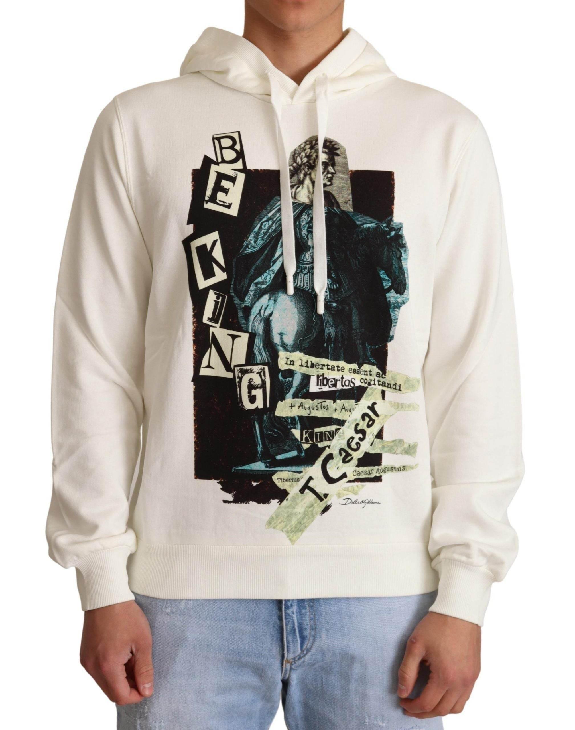 Dolce & Gabbana White King Ceasar Cotton Hooded Sweater - Hilstor