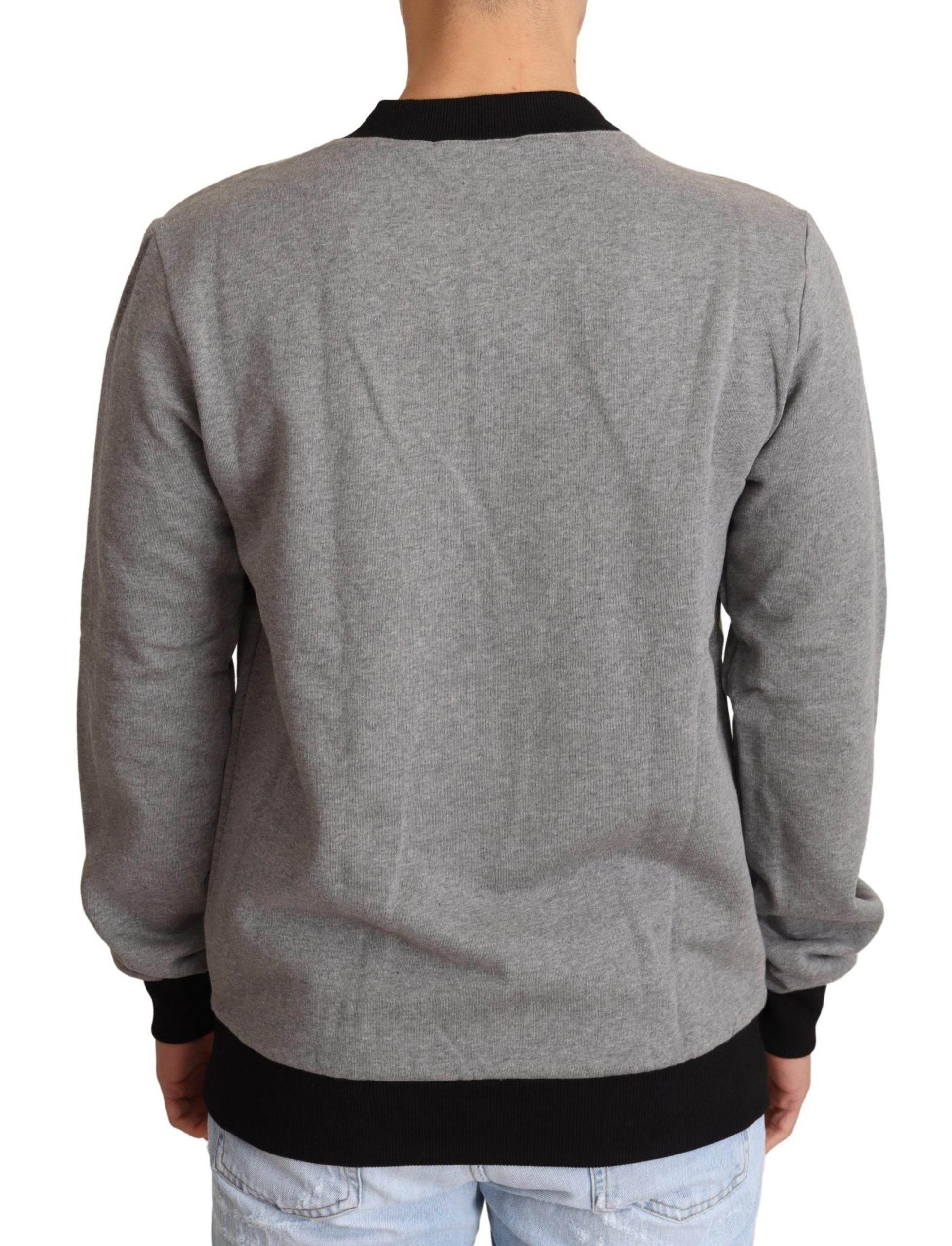 Dolce & Gabbana Gray Crown King Cotton Pullover Sweater - Hilstor