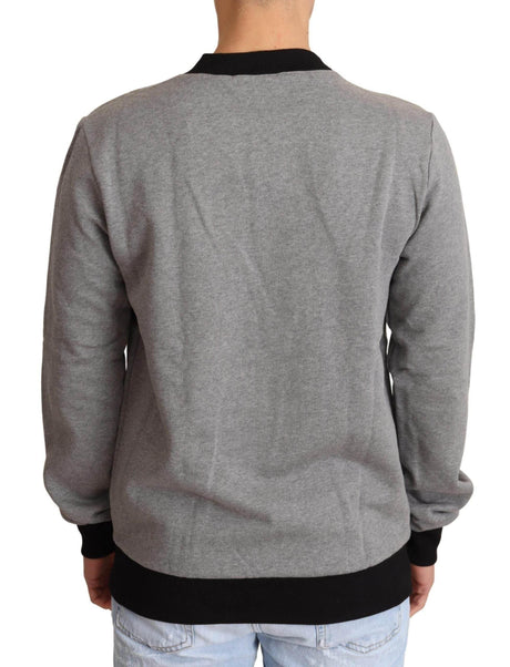 Dolce & Gabbana Gray Crown King Cotton Pullover Sweater - Hilstor