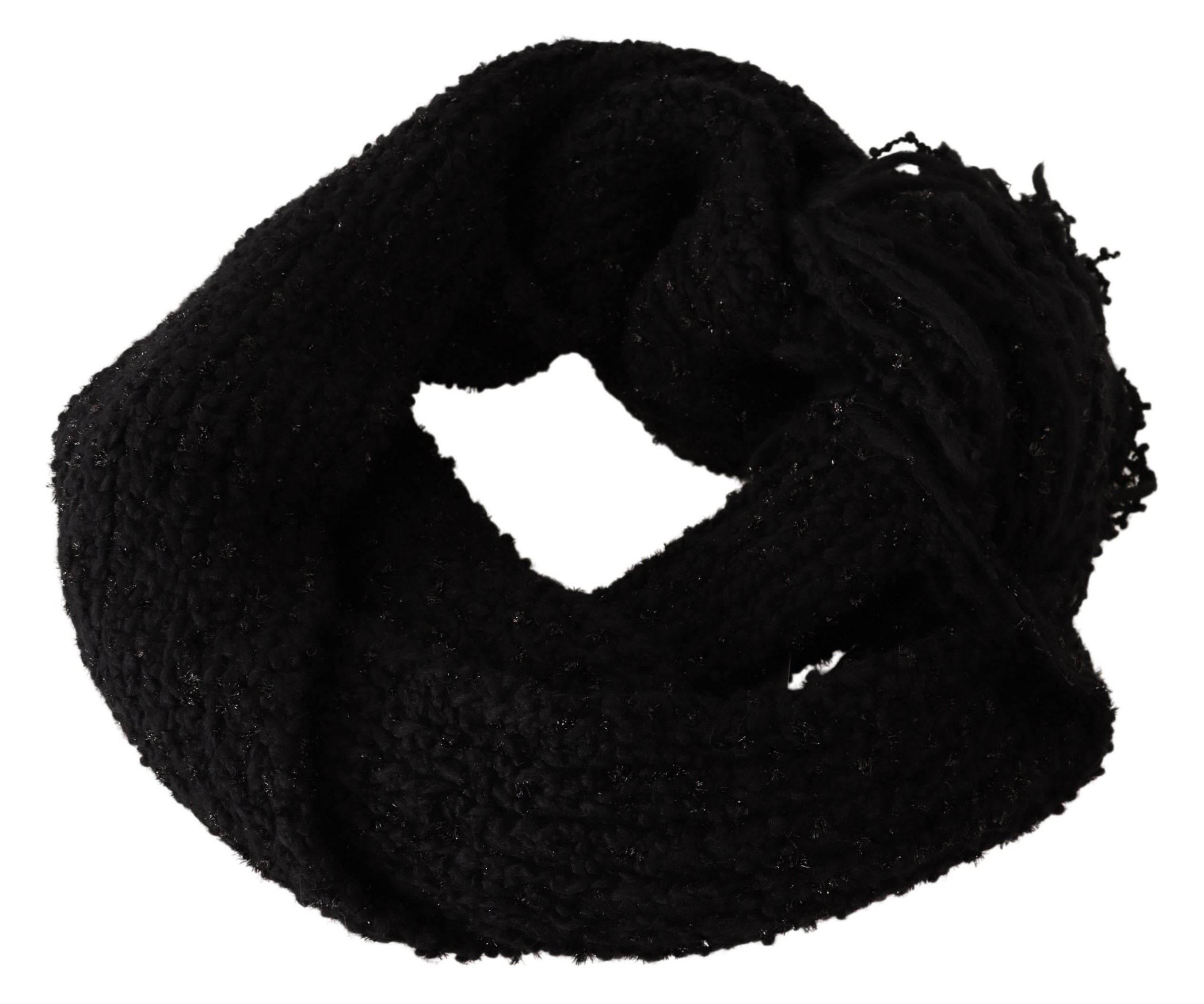 Dolce & Gabbana Elegant Black Wool-Blend Designer Scarf - Hilstor