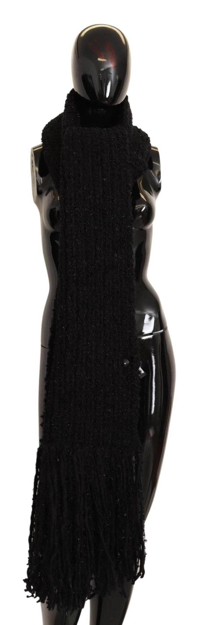 Dolce & Gabbana Elegant Black Wool-Blend Designer Scarf - Hilstor