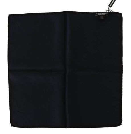Dolce & Gabbana Elegant Silk Black Pocket Square Handkerchief - Hilstor