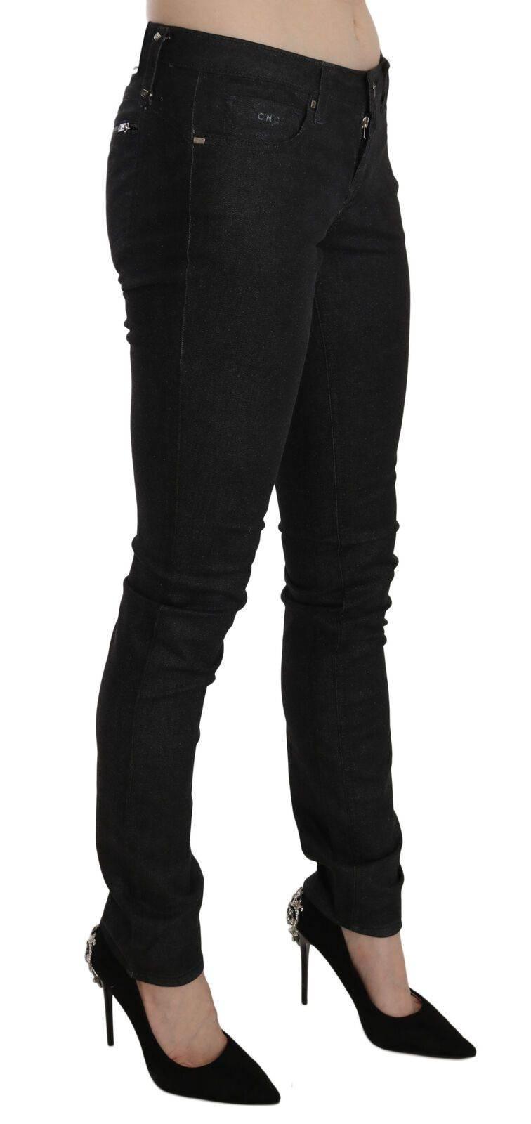 Costume National Black Low Waist Skinny Casual Denim Jeans - Hilstor