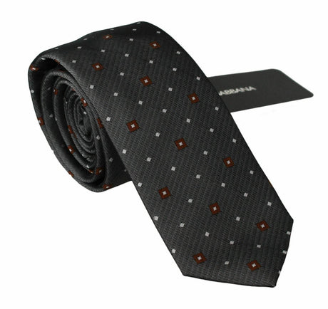 Dolce & Gabbana Gray Patterned Classic Mens Slim Necktie - Hilstor
