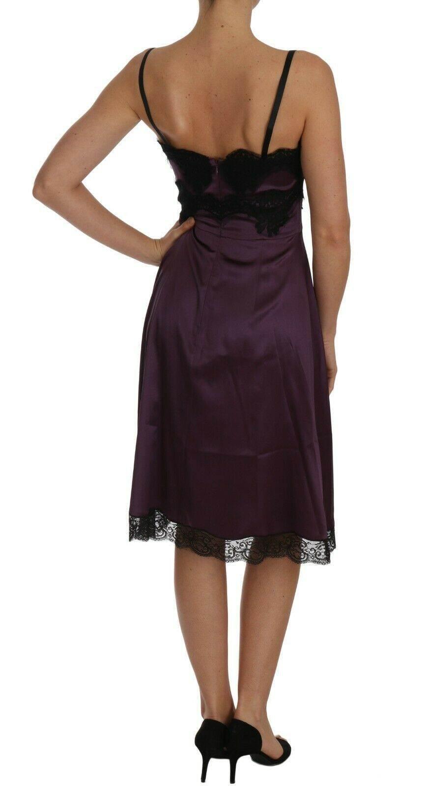 Dolce & Gabbana Elegant Purple Silk Lace Chemise Dress - Hilstor