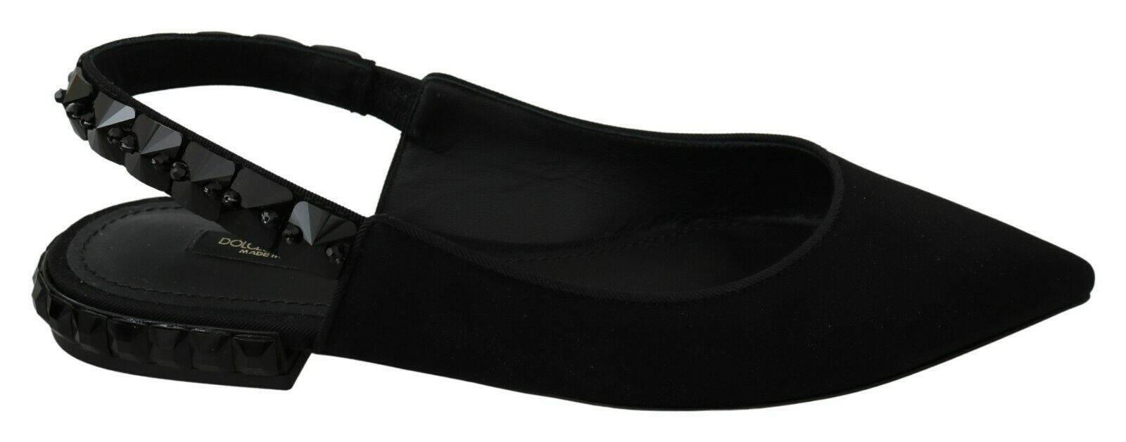 Dolce & Gabbana Elegant Silk Blend Slingback Flats with Crystals - Hilstor