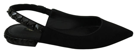 Dolce & Gabbana Elegant Silk Blend Slingback Flats with Crystals - Hilstor