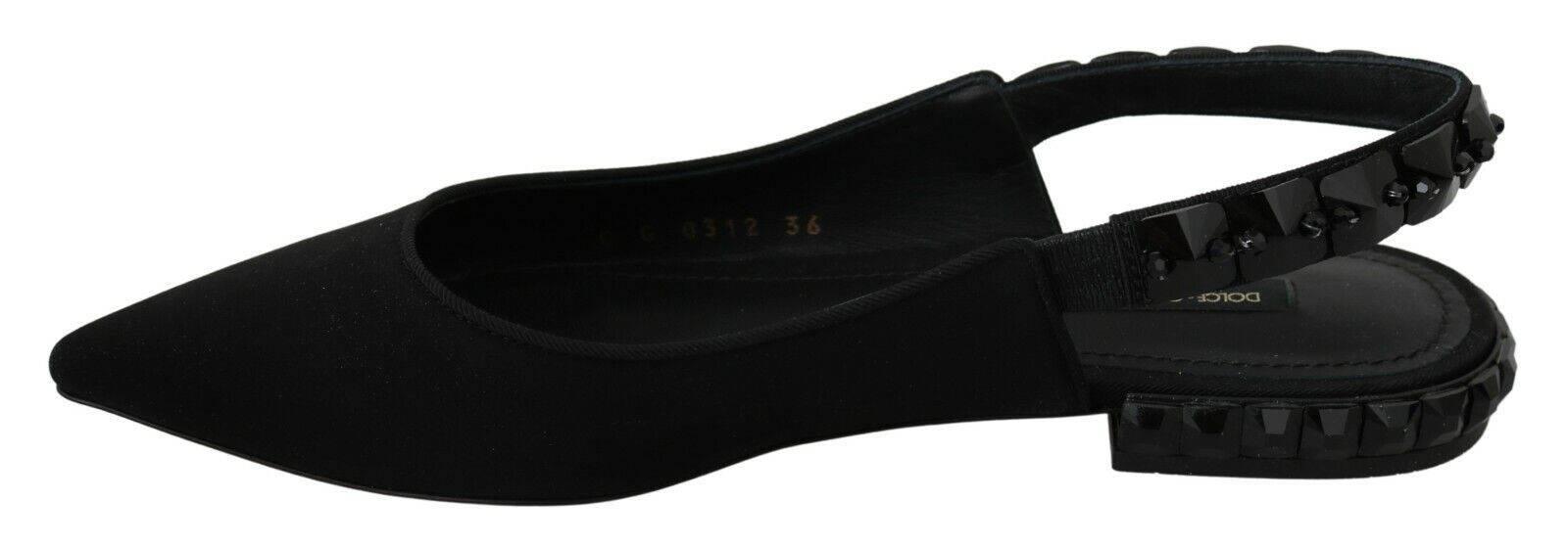 Dolce & Gabbana Elegant Silk Blend Slingback Flats with Crystals - Hilstor