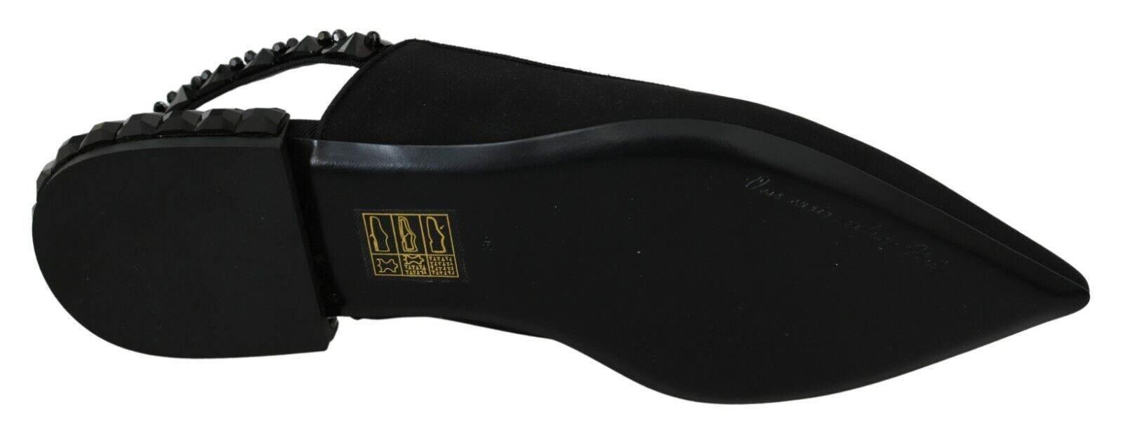 Dolce & Gabbana Elegant Silk Blend Slingback Flats with Crystals - Hilstor