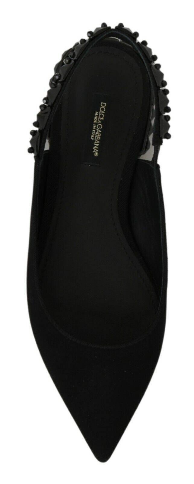Dolce & Gabbana Elegant Silk Blend Slingback Flats with Crystals - Hilstor