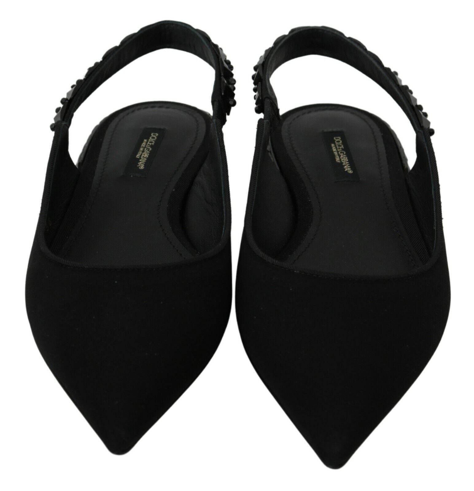Dolce & Gabbana Elegant Silk Blend Slingback Flats with Crystals - Hilstor