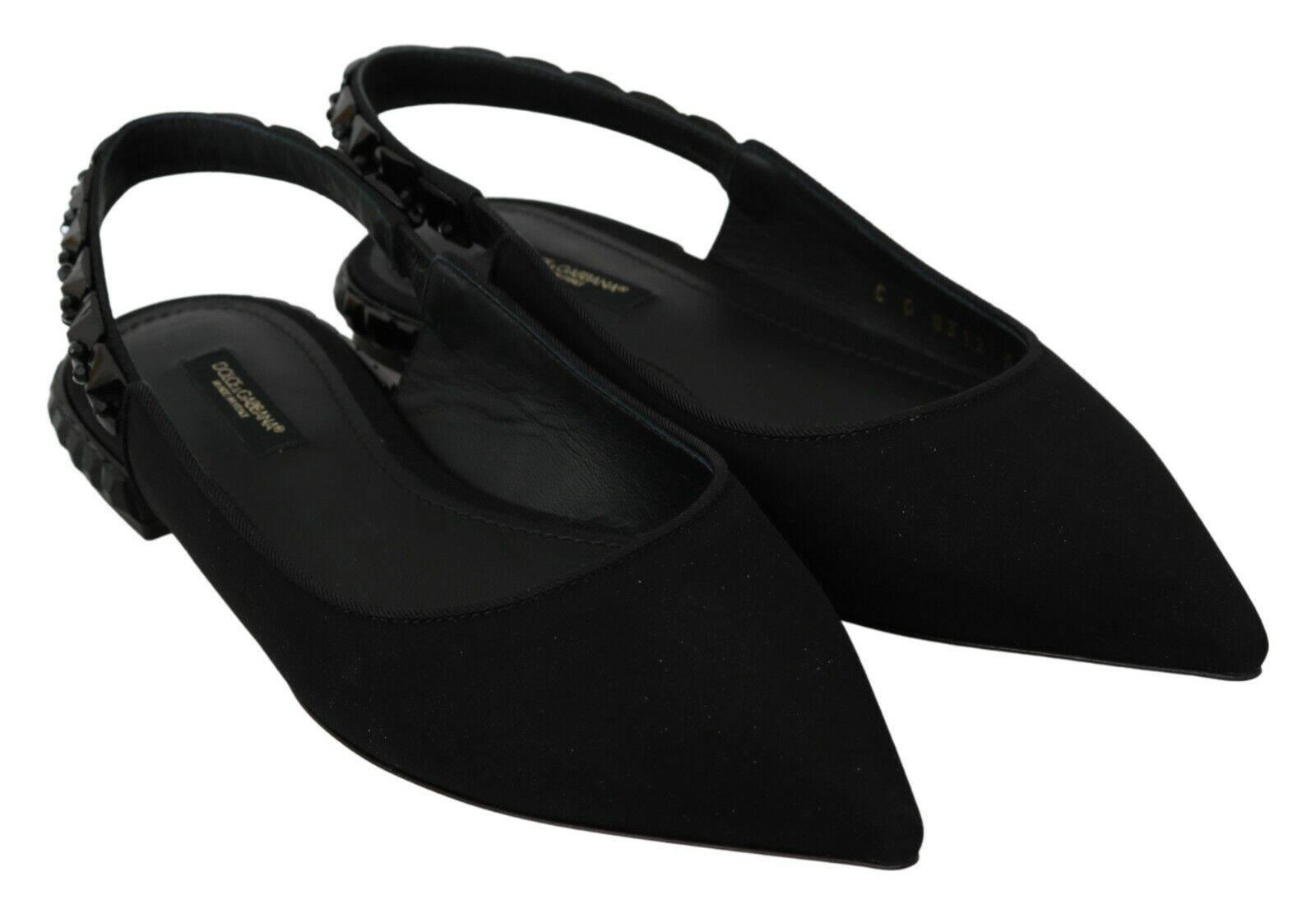 Dolce & Gabbana Elegant Silk Blend Slingback Flats with Crystals - Hilstor