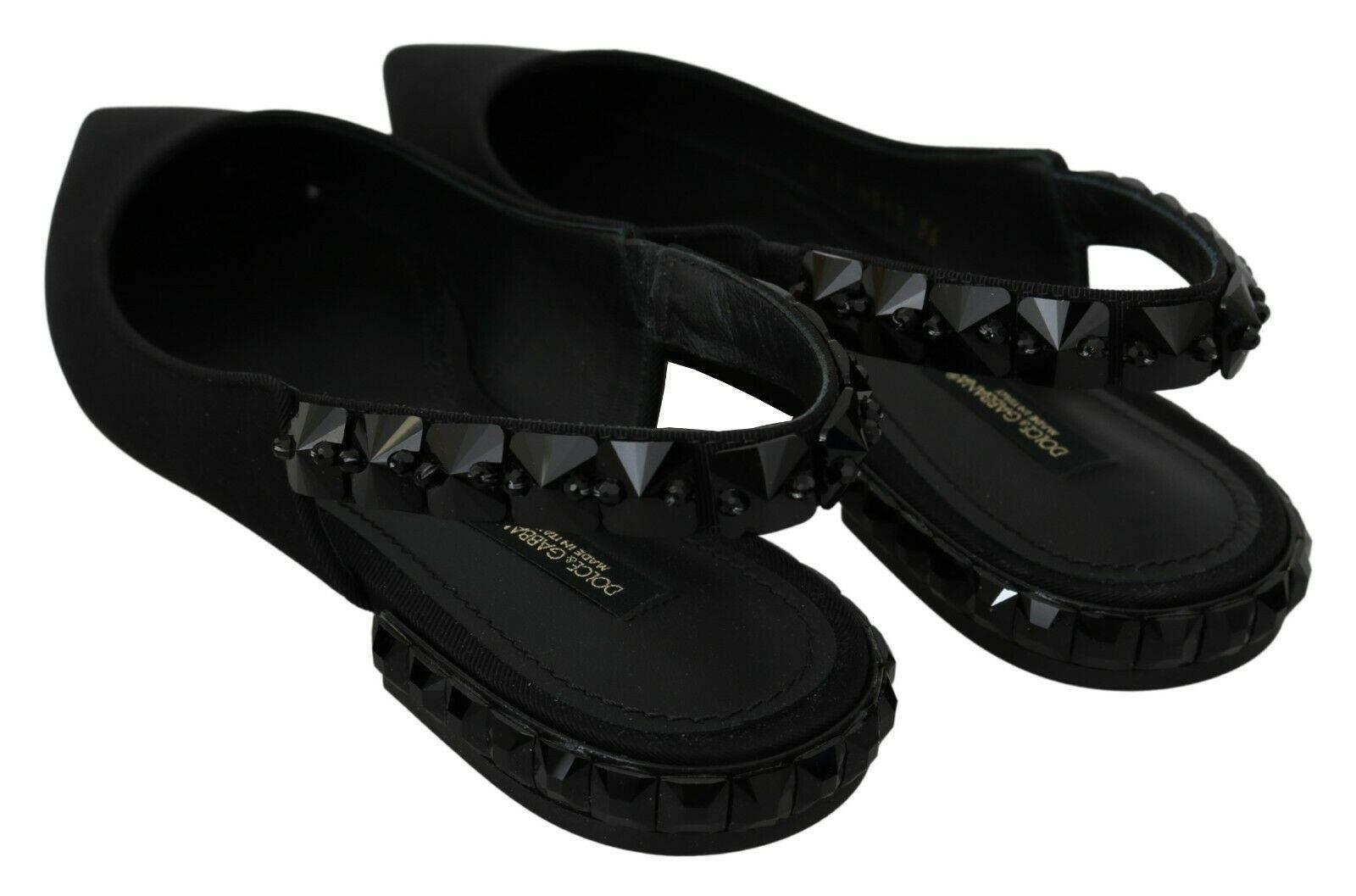 Dolce & Gabbana Elegant Silk Blend Slingback Flats with Crystals - Hilstor