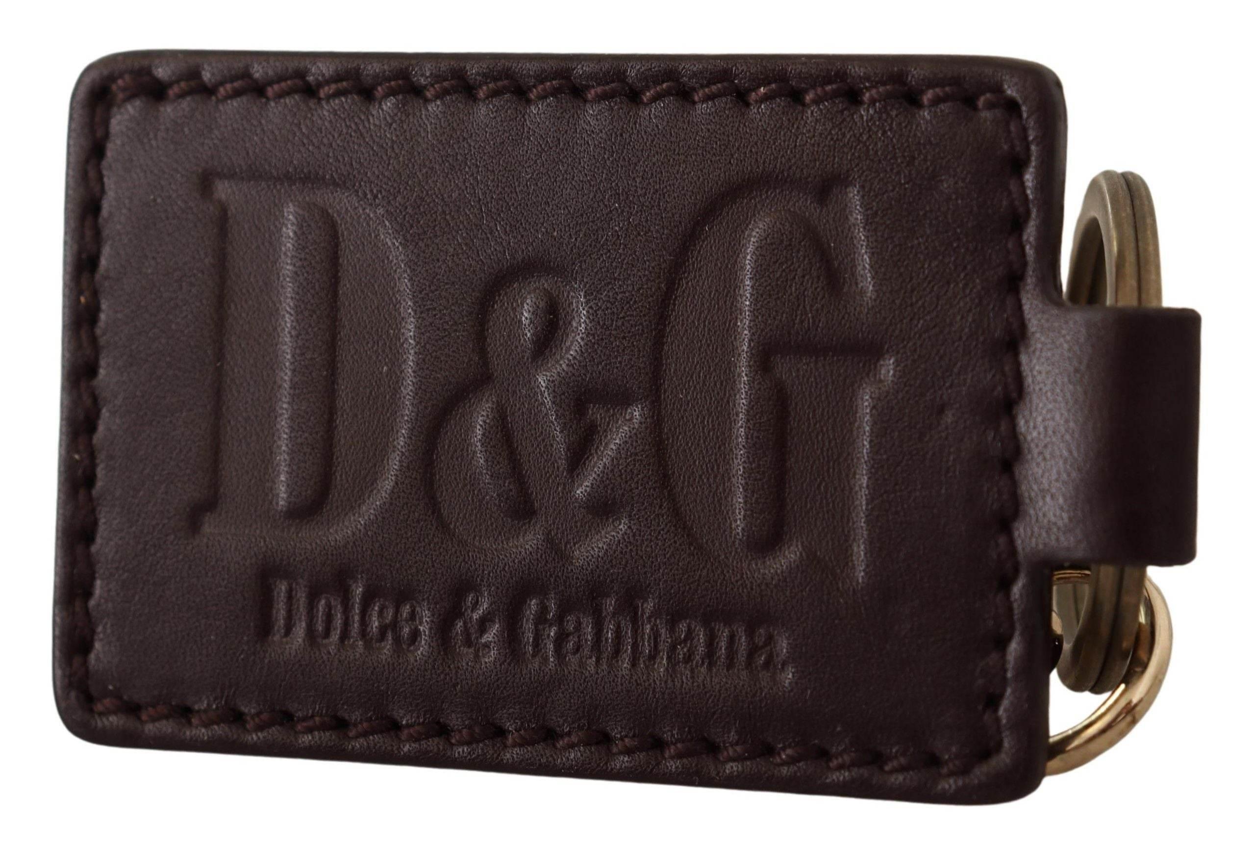 Dolce & Gabbana Elegant Unisex Leather Keyring with Gold Detail - Hilstor