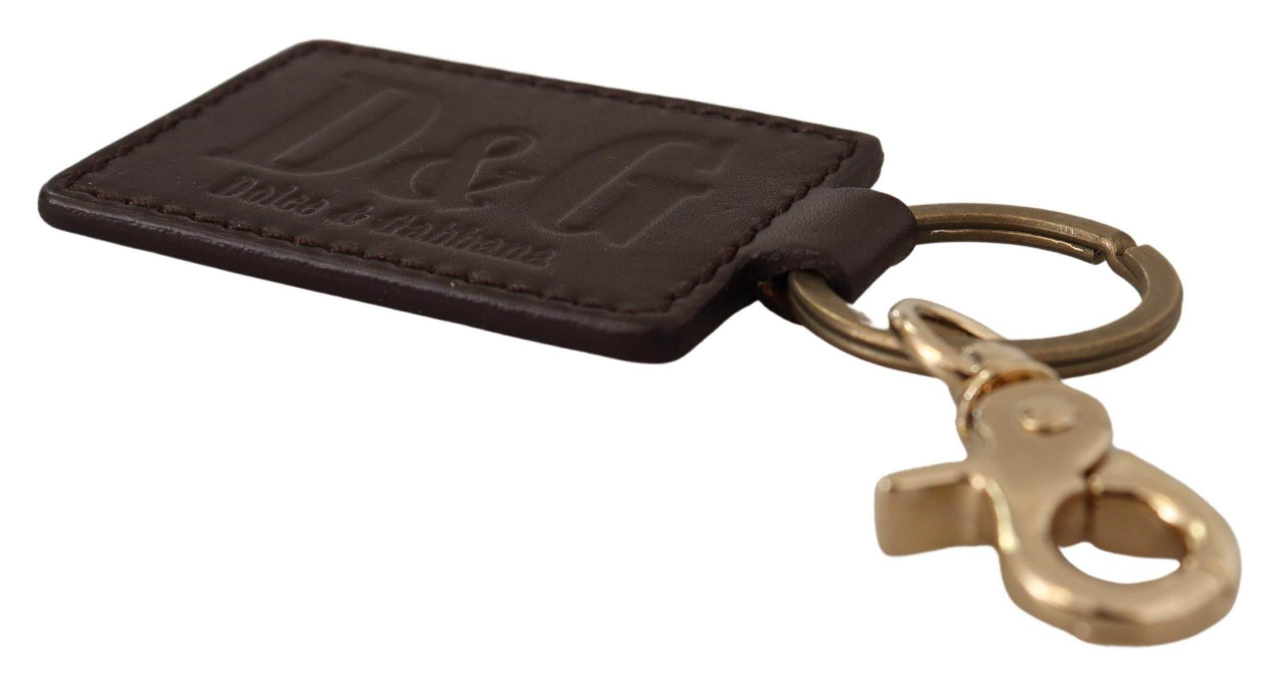 Dolce & Gabbana Elegant Unisex Leather Keyring with Gold Detail - Hilstor