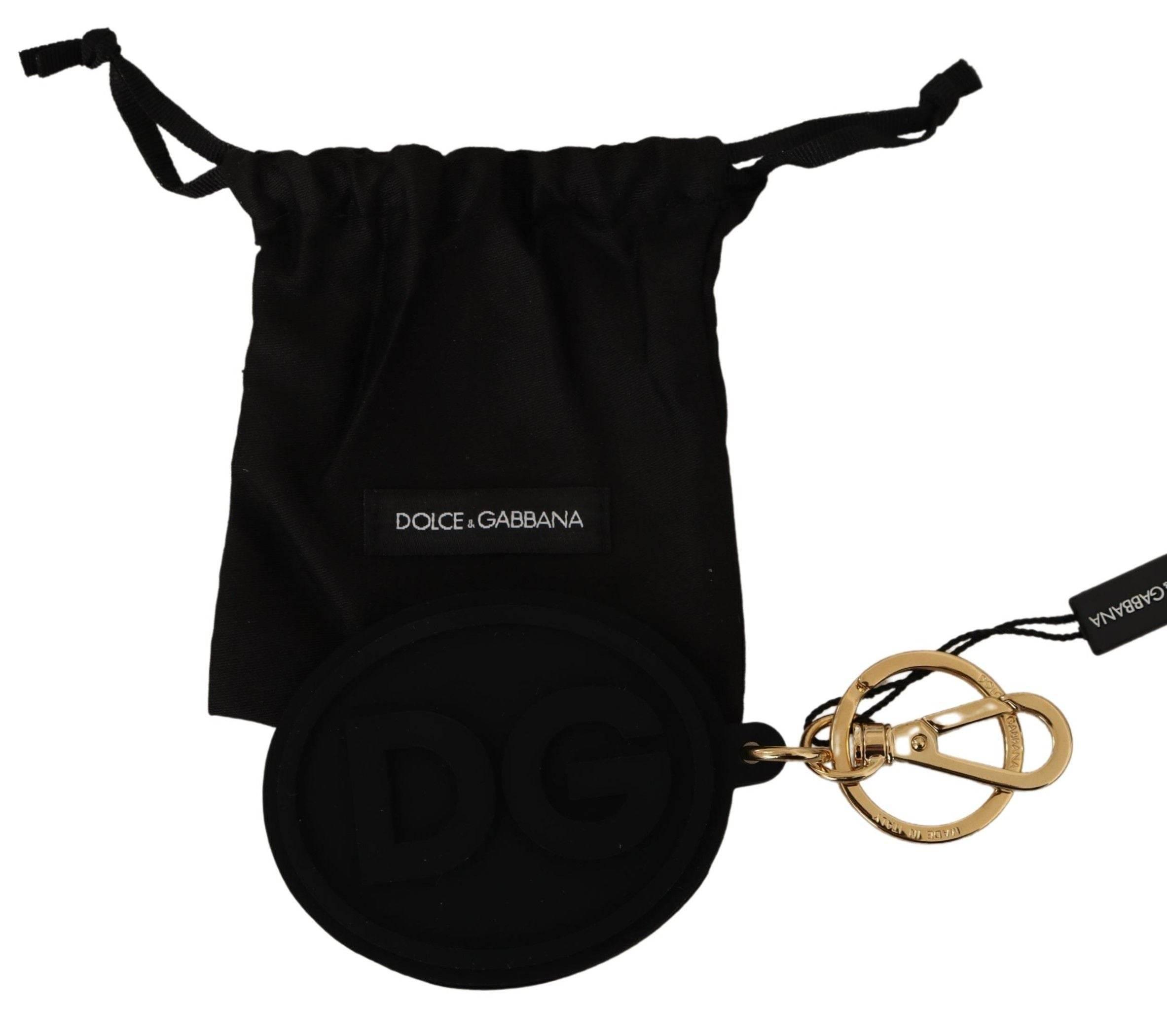Dolce & Gabbana Elegant Black and Gold Keychain Accessory - Hilstor