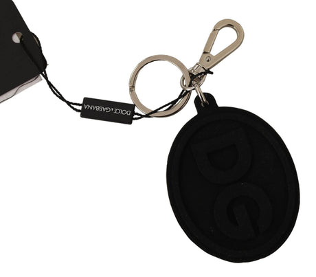 Dolce & Gabbana Chic Black Rubber & Brass Logo Keychain - Hilstor