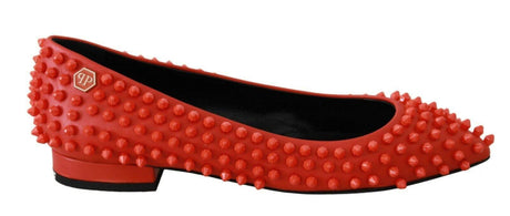 Philipp Plein Vibrant Orange Pointed Leather Flats - Hilstor