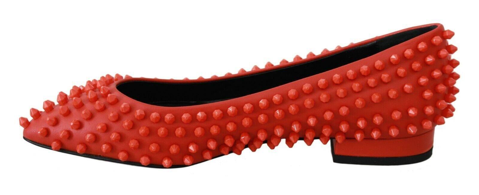 Philipp Plein Vibrant Orange Pointed Leather Flats - Hilstor