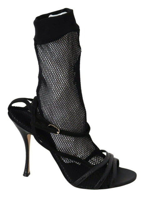 Dolce & Gabbana Chic Black Mesh Stiletto Sandals - Hilstor
