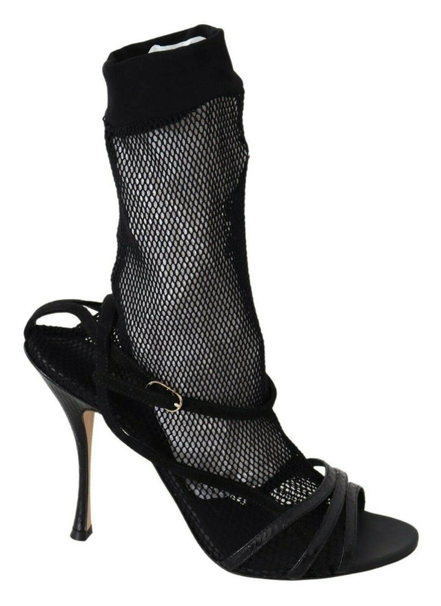Dolce & Gabbana Chic Black Mesh Stiletto Sandals - Hilstor