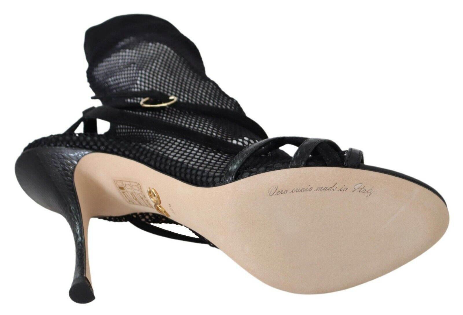 Dolce & Gabbana Chic Black Mesh Stiletto Sandals - Hilstor