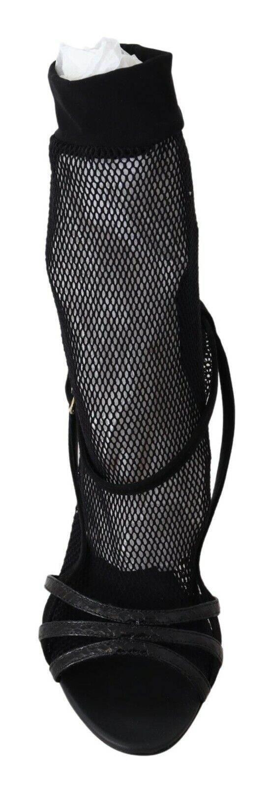Dolce & Gabbana Chic Black Mesh Stiletto Sandals - Hilstor