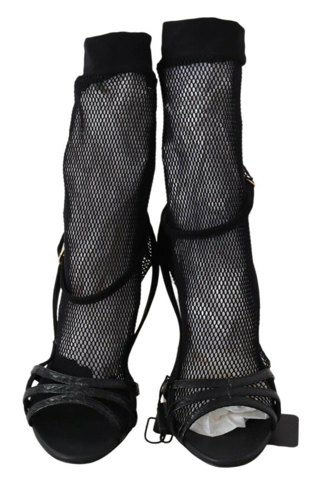 Dolce & Gabbana Chic Black Mesh Stiletto Sandals - Hilstor