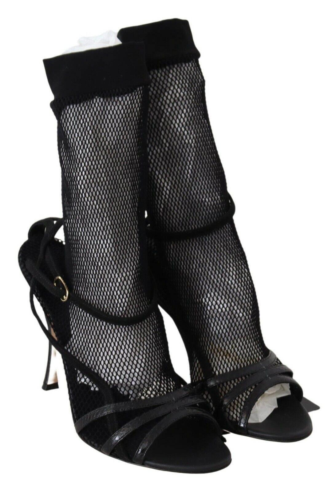Dolce & Gabbana Chic Black Mesh Stiletto Sandals - Hilstor