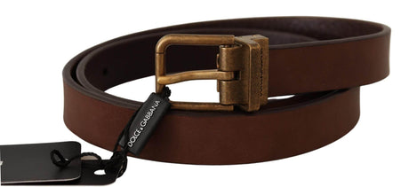 Dolce & Gabbana Brown Leather Rustic Buckle Cintura Belt - Hilstor