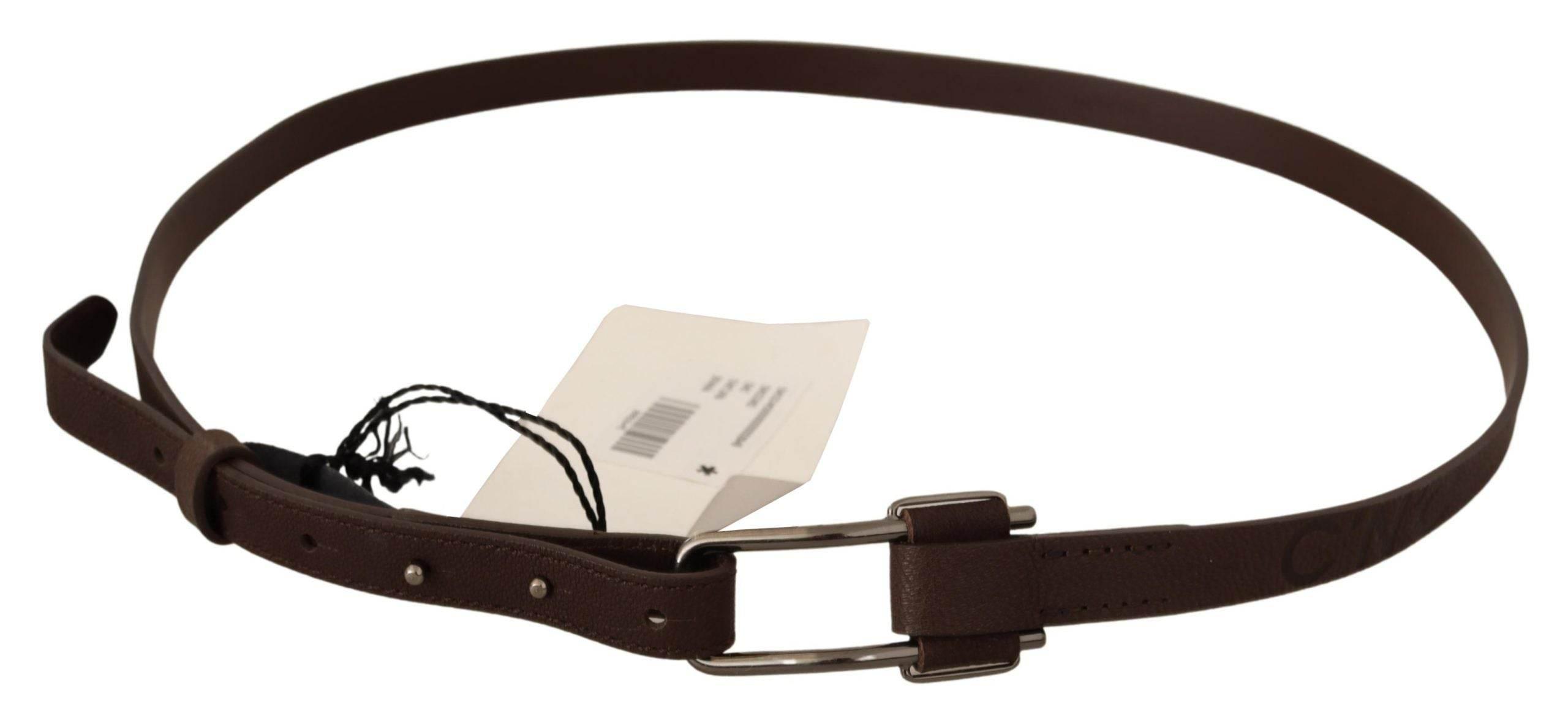 Costume National Elegant Brown Fashion Belt with Silver-Tone Buckle - Hilstor