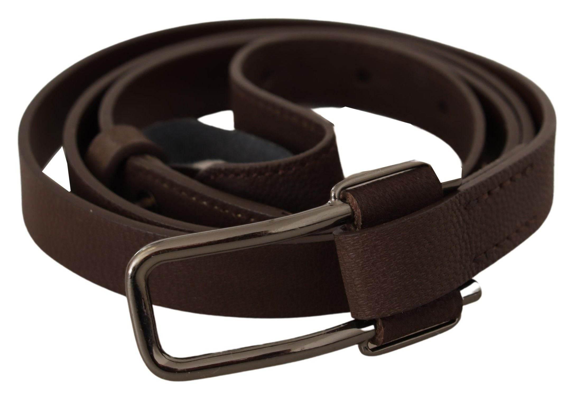 Costume National Elegant Brown Fashion Belt with Silver-Tone Buckle - Hilstor