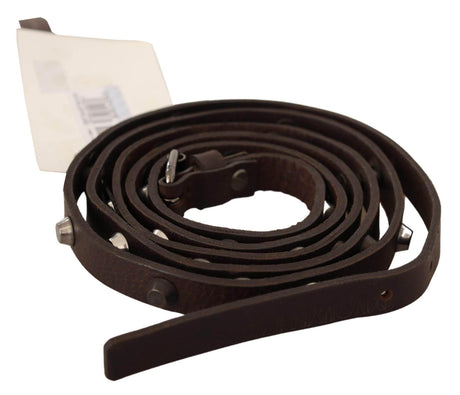 Costume National Chic Brown Leather Fashion Belt with Silver Buckle - Hilstor