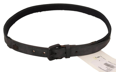 Ermanno Scervino Classic Black Leather Belt with Buckle Fastening - Hilstor