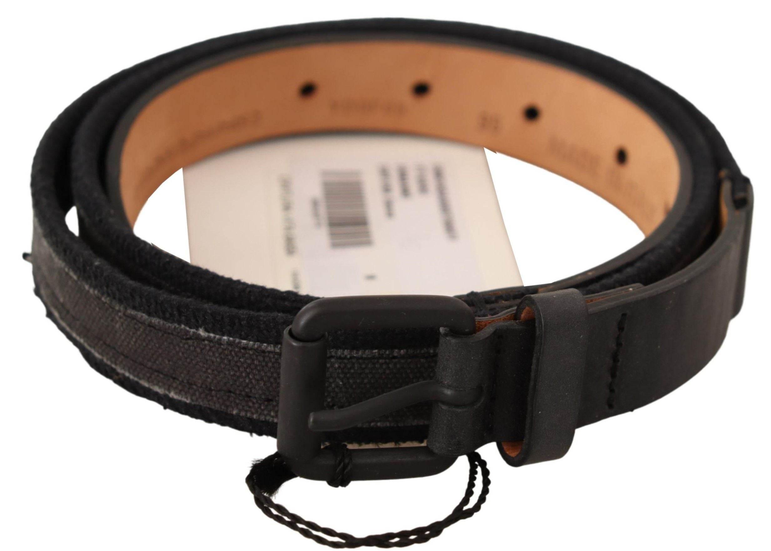 Ermanno Scervino Classic Black Leather Belt with Buckle Fastening - Hilstor