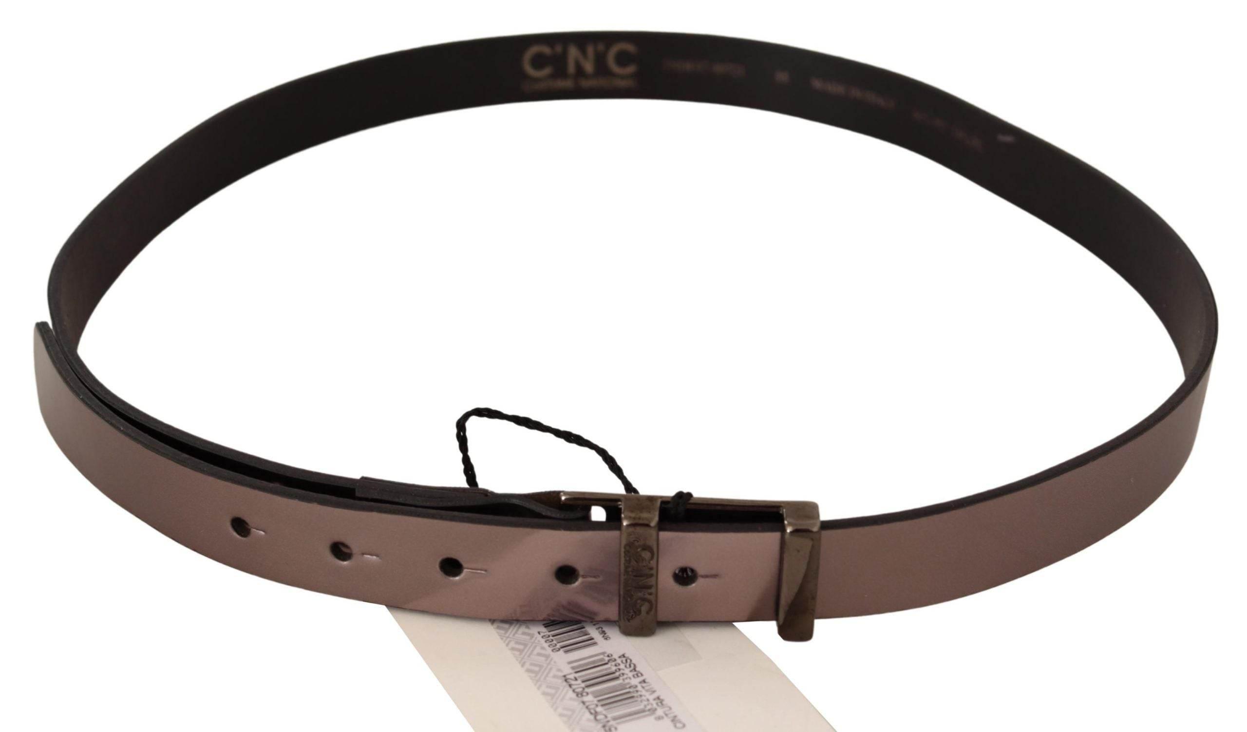 Costume National Chic Pink Metallic Leather Belt with Bronze Buckle - Hilstor