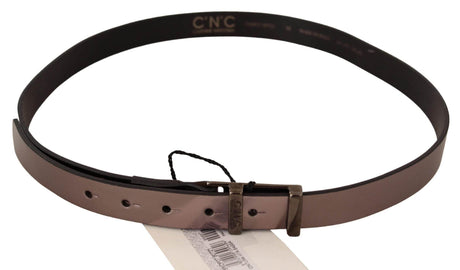 Costume National Chic Pink Metallic Leather Belt with Bronze Buckle - Hilstor