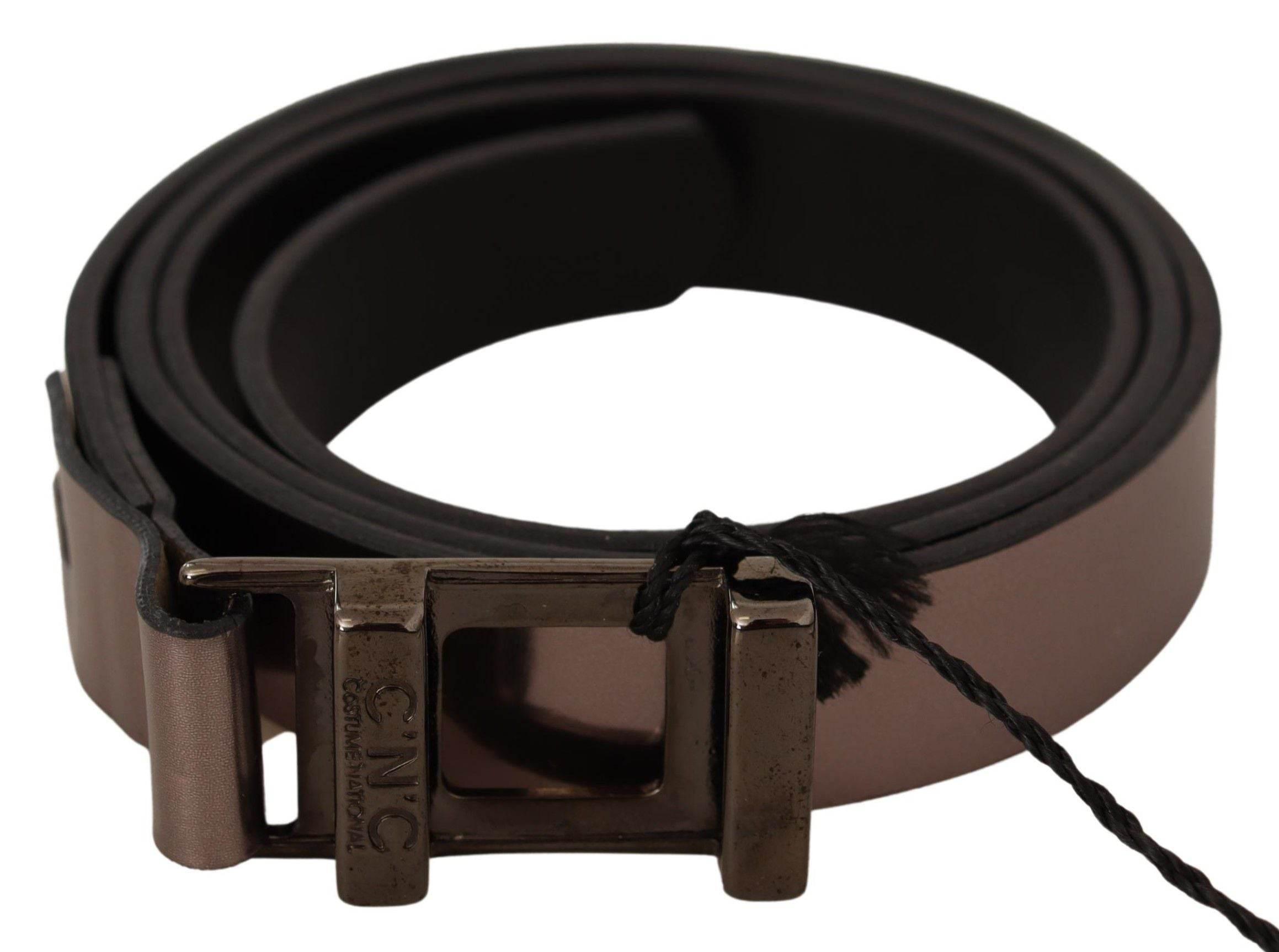 Costume National Chic Pink Metallic Leather Belt with Bronze Buckle - Hilstor