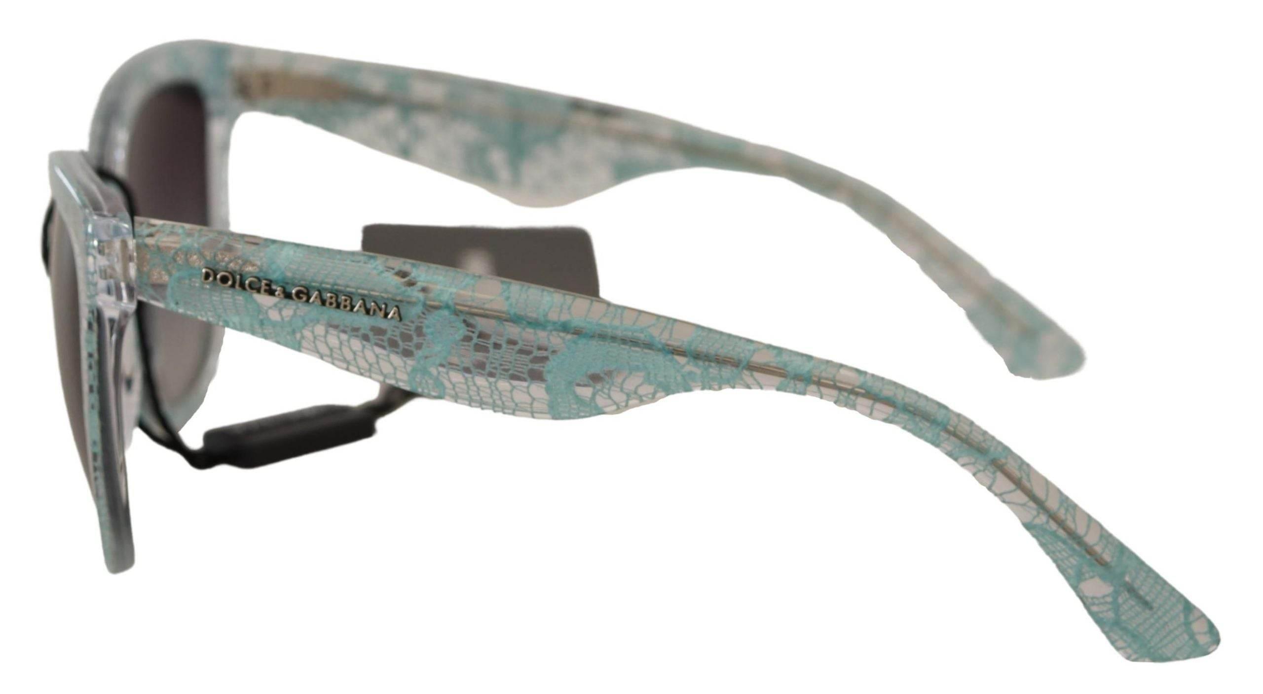 Dolce & Gabbana Blue Lace Crystal Acetate Butterfly DG4190 Sunglasses - Hilstor