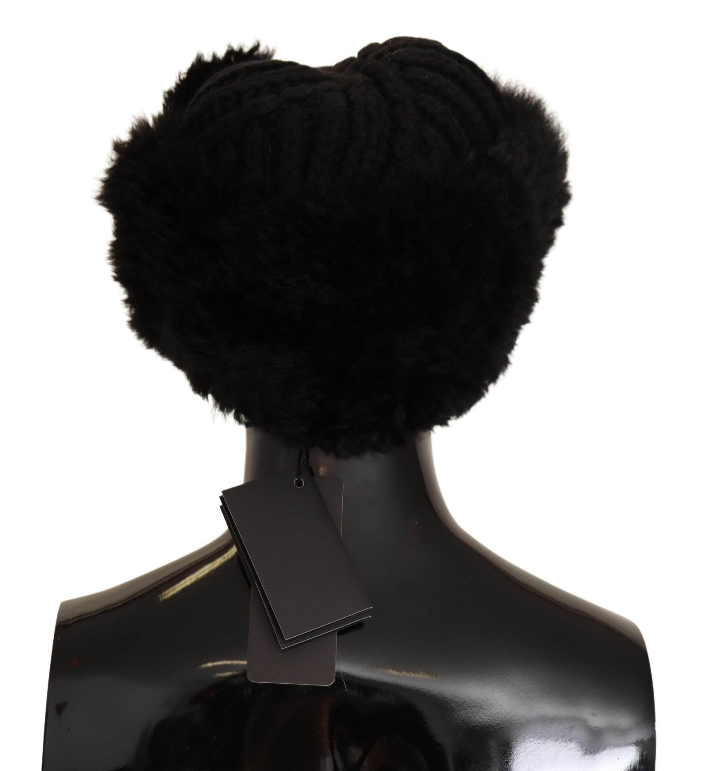 Dolce & Gabbana Elegant Black Cashmere Alpaca Fur Beanie - Hilstor