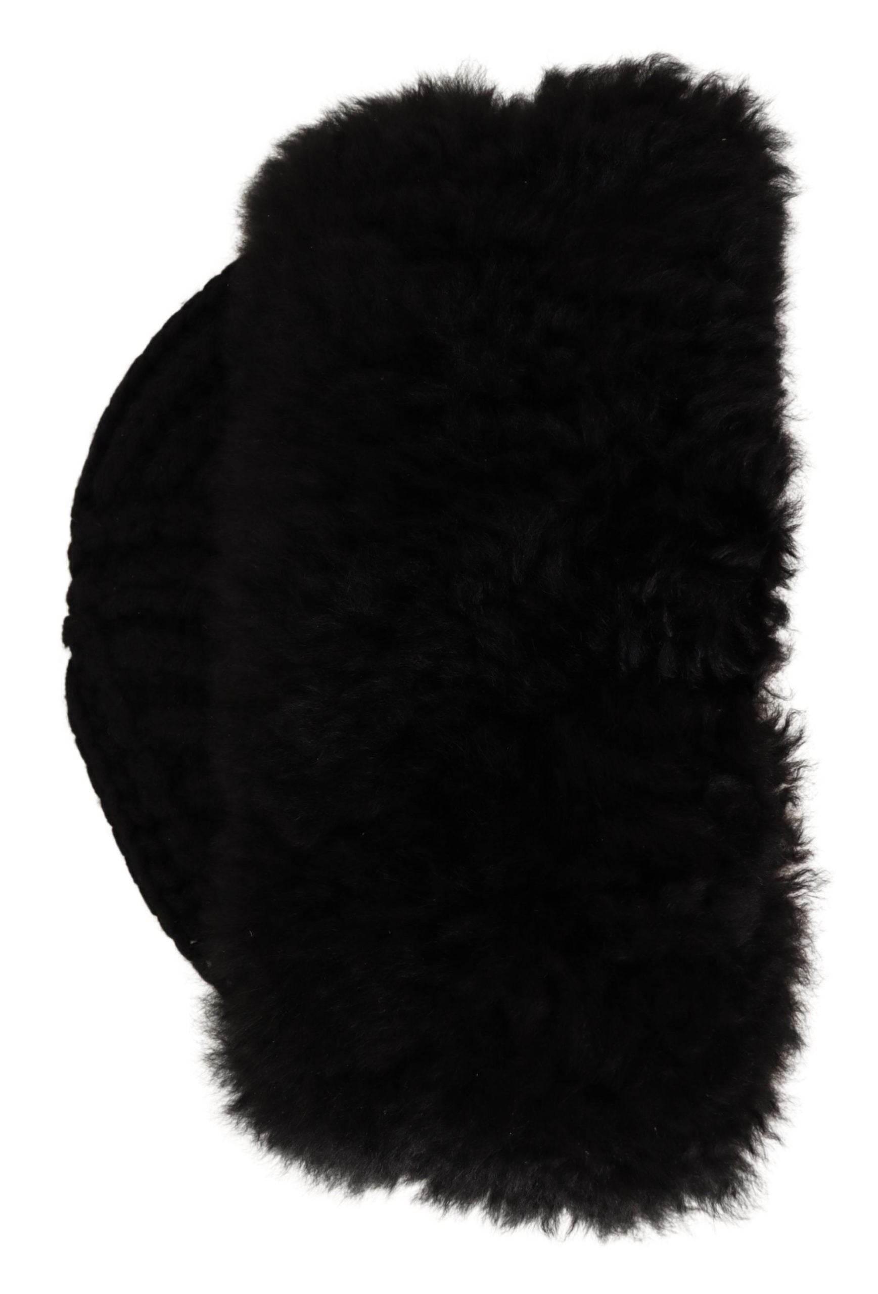 Dolce & Gabbana Elegant Black Cashmere Alpaca Fur Beanie - Hilstor