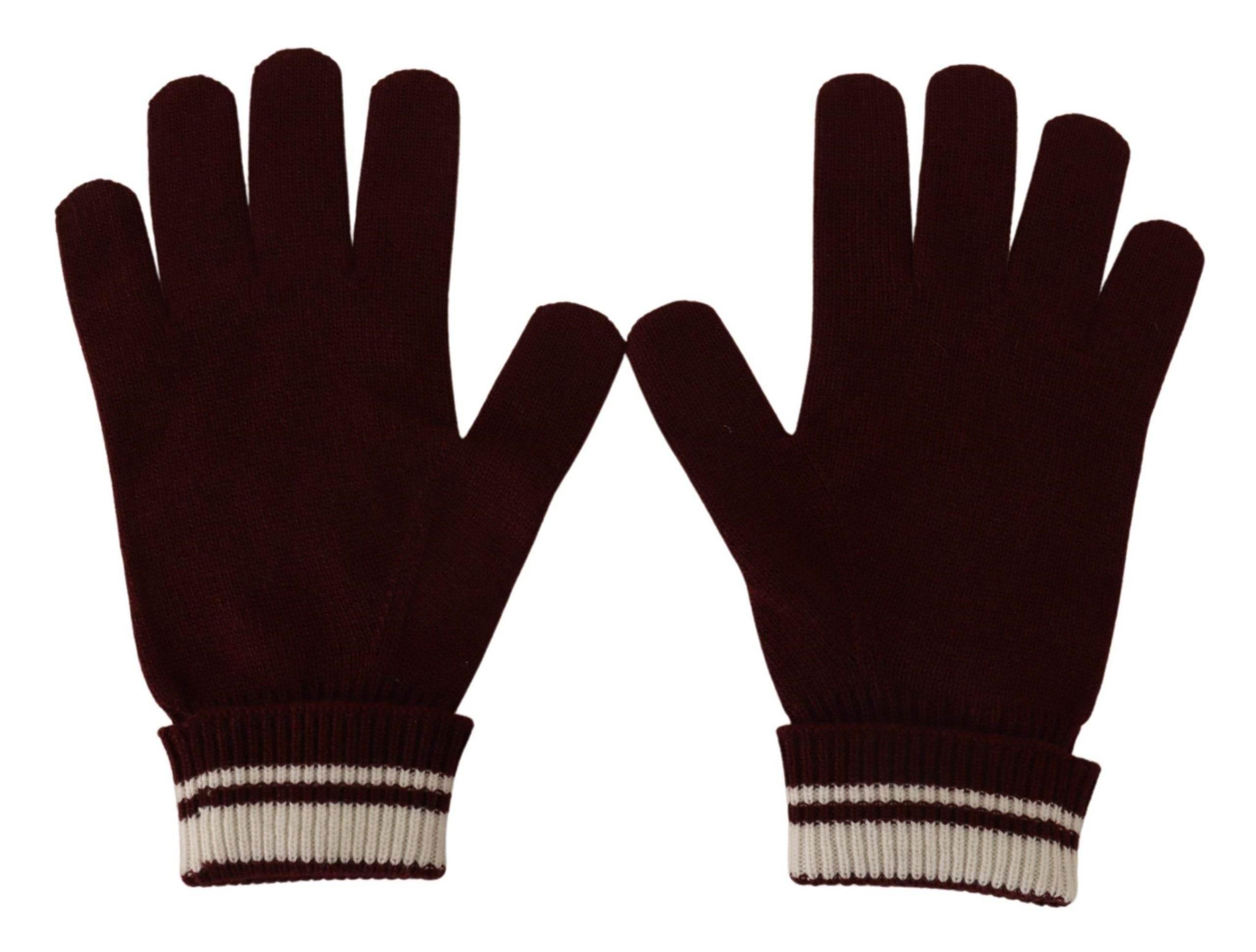 Dolce & Gabbana Elegant Red Cashmere Gloves with Crown Motif - Hilstor